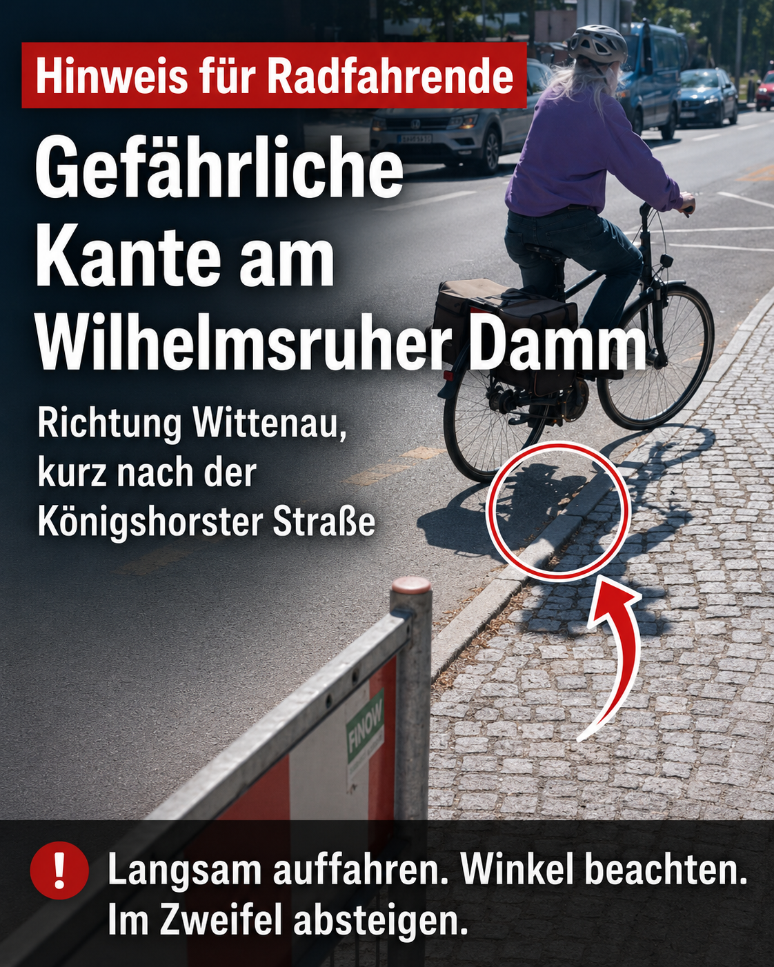 verkehrsmeldung fahrrad vorsicht